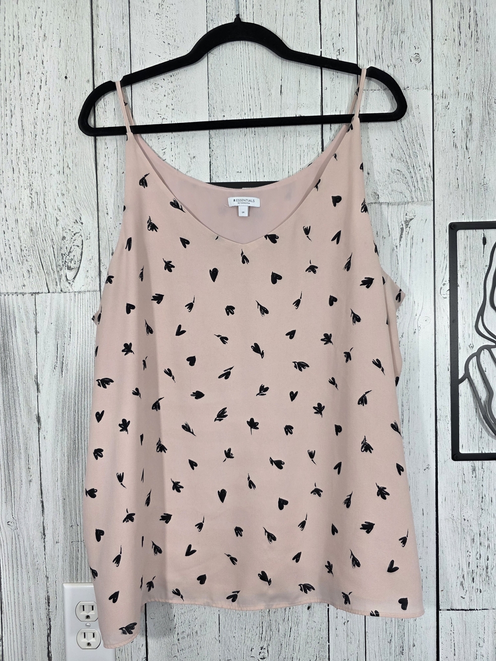 Reitmans R Essentials Blush Pink Heart Print Layered Tank Size 2X Casual Office